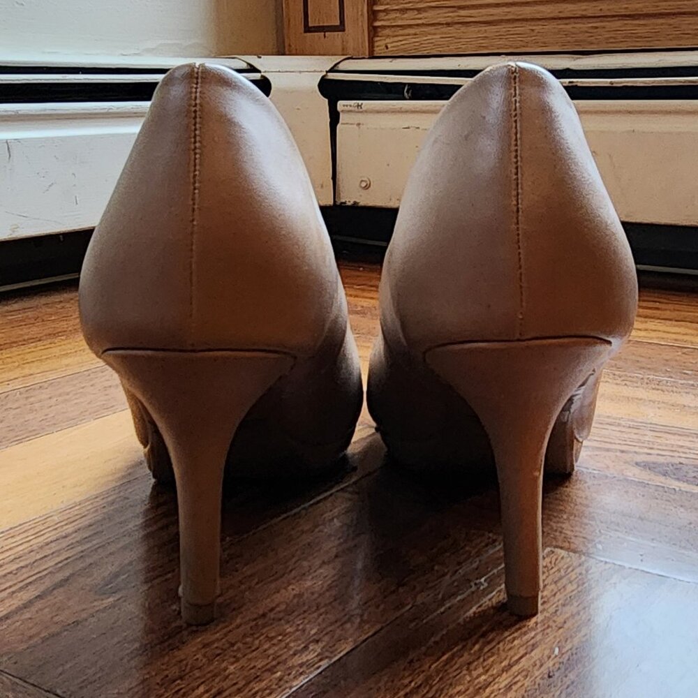 Dream Pairs Beige Leather Open Toe High Heels Size 11 - Picture 11 of 16